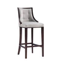 Manhattan Comfort - Tabouret de bar Fifth Avenue 19" traditionnel en similicuir rembourré - gris clair-Tabouret de bar traditionnel avec dossier parfait pour une utilisation au bar et dans la cuisine