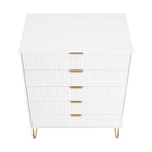 Manhattan Comfort DUMBO Modern Nightstand, Dresser Set and 5-Drawer Tall Dresser Set - White-22.04" L x 35.19" W x 44.64" H