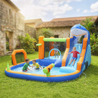 Qaba 8 in 1 Bouncy Castle for Kids, Sharks Theme with Slide, Pool (Ball Pit) - Blue-Packed with 8 activities like a long slide for endless fun