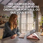 Logitech - Casa Pop-Up Desk - Rose-Faites plus de place pour ce que vous aimez: grâce à un clavier, un pavé tactile, un socle pour ordinateur portable et un système de rangement dans un kit compact, vous pouvez profiter de chaque centimètre de votre espace de travail à domicile 