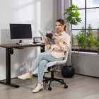 HOMCOM Armless 360-Degree Swivel Computer Desk Chair - Cream White-Curved backrest adapts to your posture