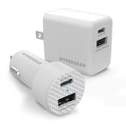 HyperGear 20W Dual Port USB-A/USB-C Car and Wall Charger Bundle - White-Each charger can fast charge 2 devices at once