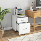 Vinsetto Mobile 2-Drawer Letter/A4 Filing Cabinet with Wheels - White-5 omnidirectional wheels, 2 of which have brakes and 1 can prevent tipping
