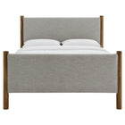 Modway Maven Queen Size Fabric Upholstered Platform Bed - Wheat Walnut-Wood Slat Support