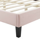 Modway - Sienna Lit plateforme Simple en velours haute performance avec pieds en bois noir - Rose-Pieds en bois noir avec capuchons sans marque