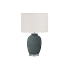 Monarch Specialties 24" H Contemporary Table Lamp - Blue Ceramic / Ivory / Cream Shade-Illuminate your space with this stylish and versatile 24"h table lamp featuring a textured finish base in a blue ceramic hue with a sleek silver metal footing, a drum shaped ivory fabric shade and finished with a round, silver finial on top