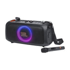 JBL PartyBox On-The-Go Essential - Portable Party Speaker with built-in lights and wireless mic-Beach bashes, poolside parties or dancing in the rain. IPX4 splashproof protection keeps your JBL PartyBox On-The-Go Essential safe when your party gets a little wet. 