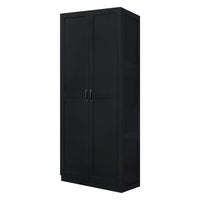 Manhattan Comfort Hopkins 29.61" Modern 4-Shelf Storage Closet - Black-Modern Free Standing 1 Sectional Wardrobe Closet with 4 Large Shelves for Bedroom and Storage Use