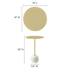 Modway - Aliza Manche Table d’appoint en marbre blanc - Laiton blanc-Base en marbre blanc