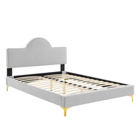 Modway Sunny Performance Velvet Full Bed - Light Grey-Full Bed