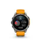 Garmin fēnix 8 - AMOLED Outdoor Recreation/Adventure Watches - 47 mm - Sapphire, Titanium with Spark Orange/Graphite Silicone Band-Off-grid voice command feature lets you access select watch controls even without a smartphone connection