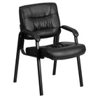 Flash Furniture Leather Executive Side Reception Chair with Metal Frame - Black-Contemporary Style