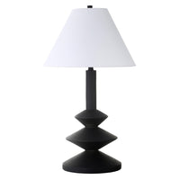 Hudson&Canal - Lampe triple gour Abilene de 71 cm de haut avec abat-jour en tissu - Noir mat/blanc-Design rustique moderne pour votre salon, espace de travail ou table de chevet
