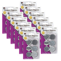 Charles Leonard - Aimants de style bouton design – Super puissants – Motifs assortis en noir et blanc – 12 paquets de 6-Les aimants élégants de style bouton sont aussi forts que concepteurs.