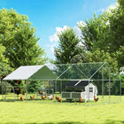 PawHut - Grand poulailler en métal avec bâche imperméable 9,8 pi L x 19,7 pi l x 6,4 pi H-Boîte de nidification et barre de repos avec 5 perchoirs incluses 