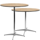 Flash Furniture 36" Round Wood Cocktail Table with 30" & 42" Columns-Double Coated Polyurethane Varnish Bottom