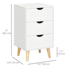 HOMCOM - Table de chevet avec pieds en bois - blanc-Pieds en bois solides et robustes 