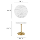 Modway Lippa 28" Round Faux Marble Dining Table - Gold White-Artificial Marble Tabletop