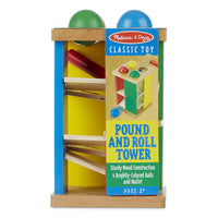 Melissa & Doug Pound and Roll Tower -Brightly coloured, smooth-sanded pieces help build early shape, color, and size differentiation skills