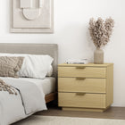 Manhattan Comfort Payton 26" Modern Nightstand - Natural Oak/Gold-Includes 3 Drawers with .75 Extension