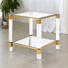 Plata Import Jacques 21"H Square Side Table - Gold-This elegant table features a transparent acrylic top and base that gives the illusion of floating