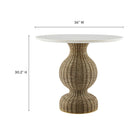 Modway Zale 36" Marble and Seagrass Dining Table - White Natural-Marble Tabletop