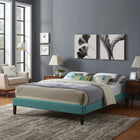 Modway Tessie Fabric Queen Bed Frame with Squared Tapered Legs - Teal-Upholstered in Polyester