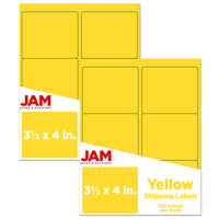 JAM Paper Mailing Address Labels - 3 1/3 x 4 - Yellow - 2 sets of 120-9.6 ounce