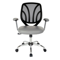 Work Smart Screen Back Task Chair With Grey Faux Leather Seat - Black and Grey-Breathable screen back with built-in lumbar support