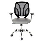 Work Smart - Fauteuil avec dossier en maille noire et siège en similicuir gris-Dossier en maille noire perméable à l'air avec support lombaire intégré
