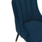 Manhattan Comfort - Lot de 2 chaises de salle à manger modernes Eda 58 cm, revêtement en velours bleu nuit-Design unique et beau à surpiqûres verticales avec rembourrage et enveloppement du bas du dos