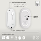 Logitech Pebble Mouse 2 M350s Slim Bluetooth Wireless Mouse - Portable - Lightweight - Customizable Button - Off-white-Go for Longer: The wireless mouse gives you hours of use, 2 years of battery life  and auto-sleep power-saving mode for worry-free usage, battery included
