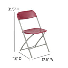 Flash Furniture - Chaise pliante de la série HERCULES en plastique rouge de première qualité de la série HERCULES-Finition du cadre enduit en poudre grise