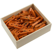 JAM Paper Wood Clip Clothes Pins - Medium - 1 1/8" - Orange - 50 Pack-Colour: Orange