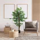 HOMCOM 5' Artificial Ficus Tree for Home Decor - Green-Suitable for home, office, or outside use, spices up any space with its natural accent 
