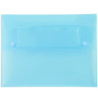 JAM Paper Plastic Portfolio with Two Button Snap Closure - 9 1/2 x 12 1/2 x 3/4 - Blue Translucent-Blue Translucent Plastic Portfolio with Two Button Snap Closure