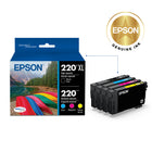 Epson T220 Ink Cartridge Combo Pack - High Capacity Black/Standard Capacity Colour CMY-Worry-free handling - smudge, fade and water resistant prints 