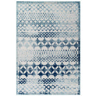 Modway Reflect Giada Abstract Diamond Moroccan Trellis Indoor/Outdoor Area Rug - 8 ft W x 10 ft L - Ivory/Blue-Distressed Diamond Moroccan Trellis Area Rug