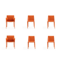Manhattan Comfort - Chaises de salle à manger modernes Paris en similicuir - Corail - Lot de 6-Chaise de salle à manger moderne 6 pièces parfaite pour la salle à manger et le bureau à domicile