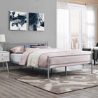 Modway Alina Platform Queen Bed Frame - Grey-Powder Coated Sturdy Steel Frame
