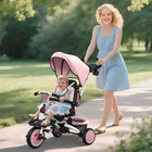 Qaba - Tricycle pliable 6 en 1 pour enfants avec poignée de poussée réglable - rose-Siège pivotant permettant une interaction face à face pour renforcer le lien parent-enfant 