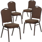 Flash Furniture 4 pièces Chaise de banquet empilable de la série HERCULES avec dossier couronne en tissu brun à motifs-Ensemble de 4 chaises de banquet polyvalentes