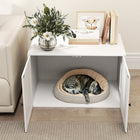 PawHut Hidden Cat Litter Box Enclosure with Doors - White-Colour: White 
