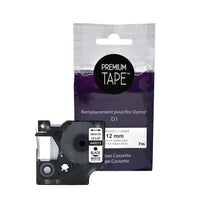 Premium Tape Compatible with Dymo 45013 - Black on White - 12mm-Color: Black / White