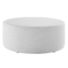 Modway - Callum Gros tissu rond tissé de 38" en bruyère Rembourré Ottoman - Tissage à bruyère gris clair-Tissu tissé en bruyère tissé