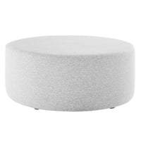 Modway - Callum Gros tissu rond tissé de 38" en bruyère Rembourré Ottoman - Tissage à bruyère gris clair-Tissu tissé en bruyère tissé