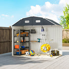 Outsunny 8' x 4' Galvanized Garden Shed with Adjustable Shelves & Foundation Kit-Easily enter and exit with 2 sliding doors
