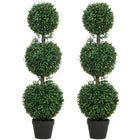 HOMCOM - Arbres topiaires artificiels en buis 3,3 pi - vert - lot de 2-Recevez un ensemble de deux arbres, idéal pour créer une décoration équilibrée et symétrique 