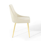 Modway Viscount Performance Velvet Dining Chairs - Gold/Ivory - 2 Pack-Chair Weight Capacity: 300 lbs.