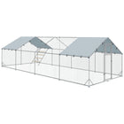 PawHut - Parc à poules grand poulailler en métal avec couverture pour 24 à 30 poules - 9,8 pi L x 26,2 pi l x 6,4 pi H-Un espace spacieux de 258 pi² (24 m²) accueille confortablement 24 à 30 poules 